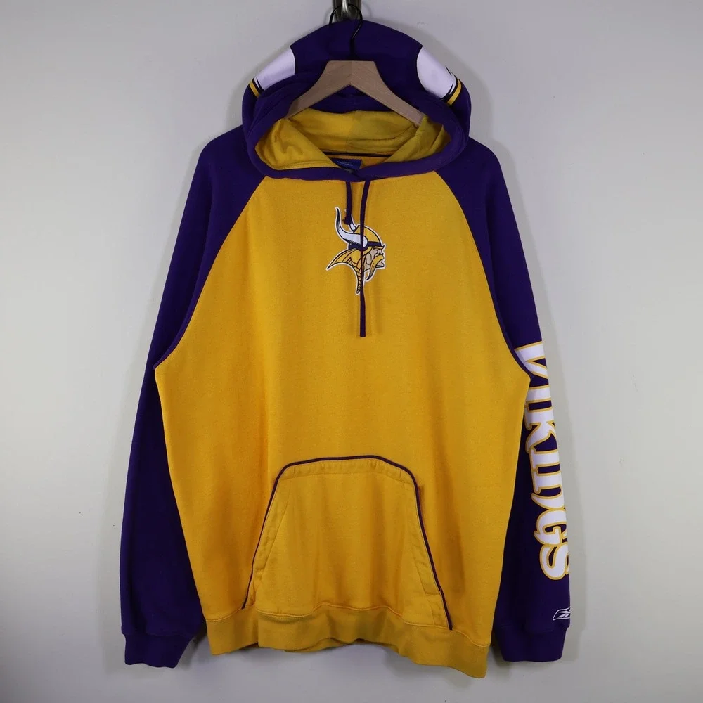 2008 Reebok NFL Minnesota Vikings Hoodie Size XL‎ Gameday Purple Gold